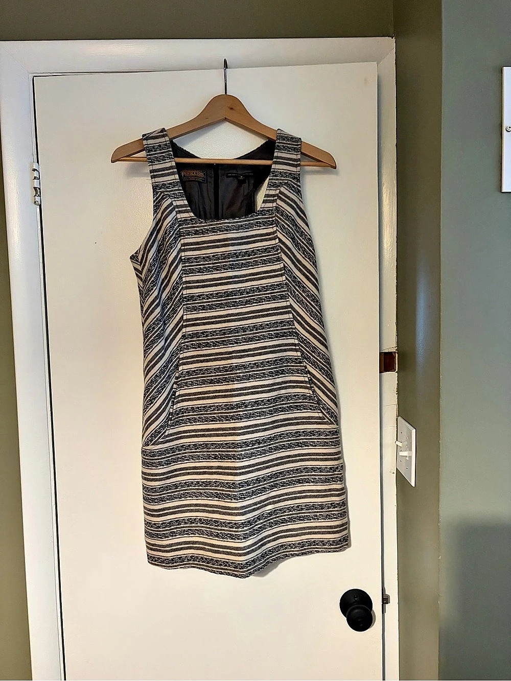 Pendleton The Portland Collection Wool Dress Striped Gray & Black Medium